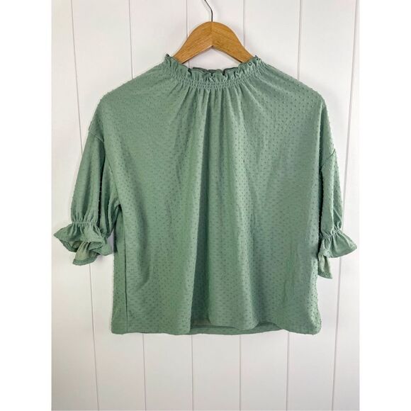 Madewell‎ Clip Dot Ruffle Top Frosted Willow Sage Green Size S - Picture 2 of 9